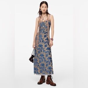 Zara Blue Floral Maxi Dress XS